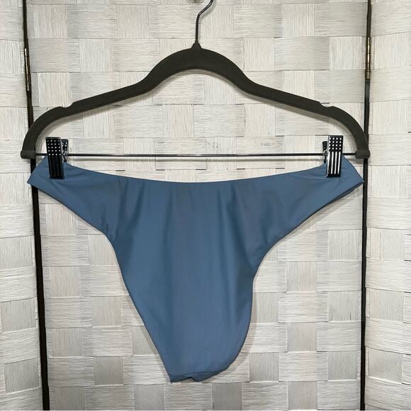 J. Crew Women's Cheeky Bikini Swim Bottom Size S Light Blue Curved Waist Mid UPF - Picture 6 of 12